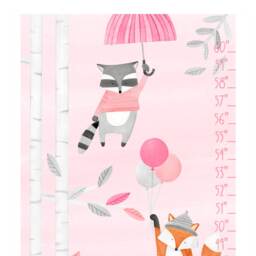 Woodland Growth Chart - Fabric Wall Decal Pink Mej - thumbnail 3