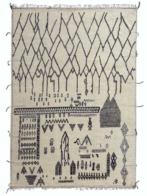 Hand-Knotted Moroccan Beni Ourain Rug, 100% Natural Wool, Modern Berber Carpet For Living Room - image 1
