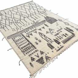 Hand-Knotted Moroccan Beni Ourain Rug, 100% Natural Wool, Modern Berber Carpet For Living Room - thumbnail 3