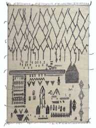 Hand-Knotted Moroccan Beni Ourain Rug, 100% Natural Wool, Modern Berber Carpet For Living Room - thumbnail 1