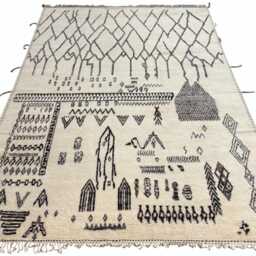 Hand-Knotted Moroccan Beni Ourain Rug, 100% Natural Wool, Modern Berber Carpet For Living Room - thumbnail 2