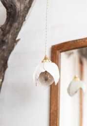 Porcelain Bloom Pendant Light Gold Accent Floral Fixture