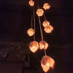 Porcelain Bloom Pendant Light Gold Accent Floral Fixture - thumbnail 4