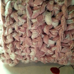 Crocheted Pillow Cover in Pink Flannel With Vintage Buttons - thumbnail 3