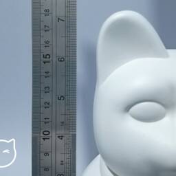 Midnight Blue Lucky Cat Hand Painted Maneki Neko - 7 Inch - thumbnail 3