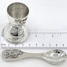 Spinning Rabbit Egg Cup & Spoon Set Christening Gift 925 Sterling Silver English Hallmarks By Jewelaridesigns - thumbnail 2