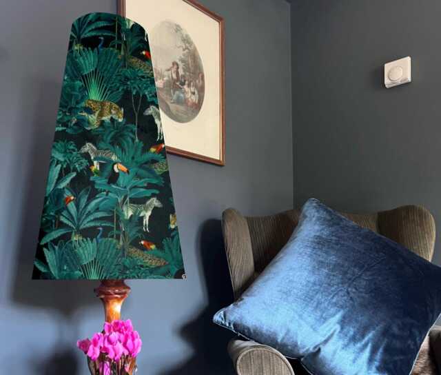 Jungle Velvet Cone Lampshade, in Black, Extra Tall Lampshade - image 1
