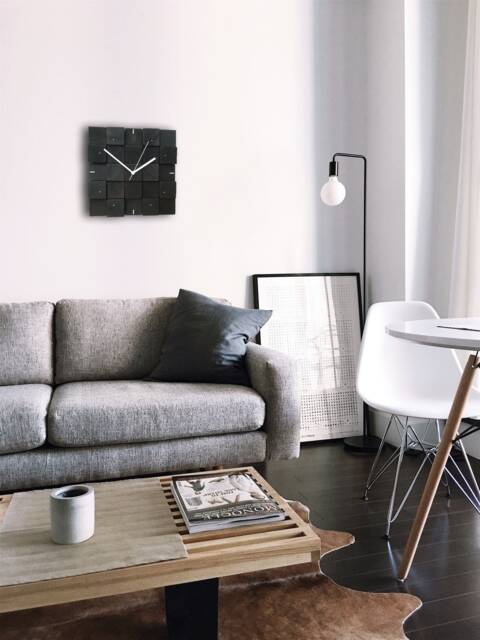 Square Wood Wall Clock Silent Mid-Century Modern Design - image 1