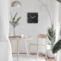 Square Wood Wall Clock Silent Mid-Century Modern Design - thumbnail 3