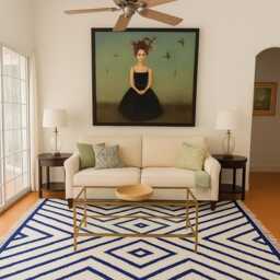 Handmade Blue Berber Rug Genuine Sheep Wool Moroccan Style - thumbnail 2