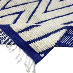 Handmade Blue Berber Rug Genuine Sheep Wool Moroccan Style - thumbnail 4
