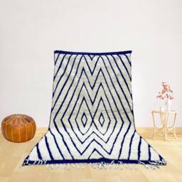 Handmade Blue Berber Rug Genuine Sheep Wool Moroccan Style - thumbnail 1
