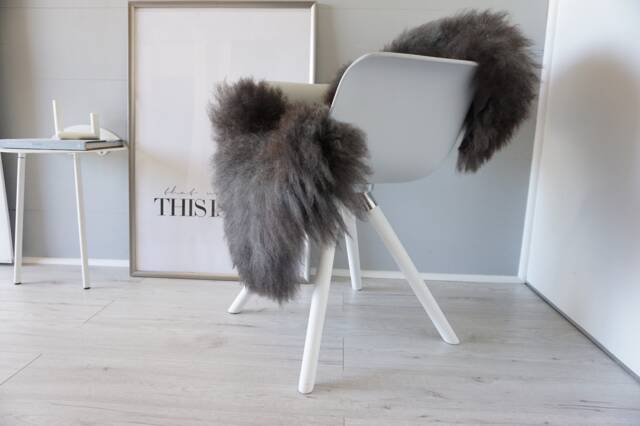 Genuine Pelssau Sheepskin Rug Silky Soft Wool, Dark Silver Grey Brown - image 1