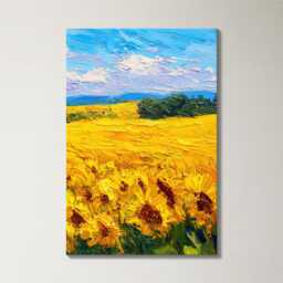 Sunflower Field Canvas Wall Art Rustic French Countryside Split For Living Room Decor Vibrant Nature Hanging, Home - thumbnail 4