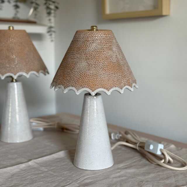 Ceramic Table Lamp - Speckled Stoneware Bedside Lights Rustic Farmhouse Lighting - image 1