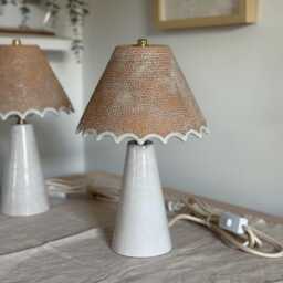 Ceramic Table Lamp - Speckled Stoneware Bedside Lights Rustic Farmhouse Lighting