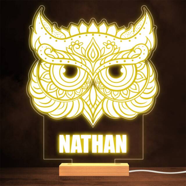Pretty Swirl Owl Mask Bird Animal Lamp Personalised Gift Night Light - image 1