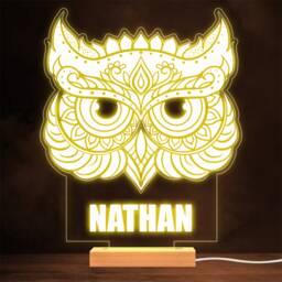 Pretty Swirl Owl Mask Bird Animal Lamp Personalised Gift Night Light