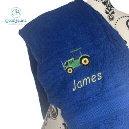 Tractor Towel - Personalised Face Cloth/Hand Bath = Embroidered