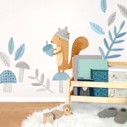 Squirrel - Fabric Wall Decal Woodland Blue Collection Mej - thumbnail 2