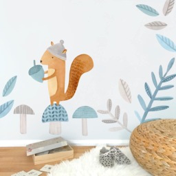 Squirrel - Fabric Wall Decal Woodland Blue Collection Mej - thumbnail 3