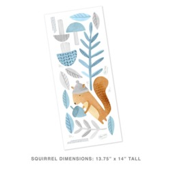 Squirrel - Fabric Wall Decal Woodland Blue Collection Mej - thumbnail 4