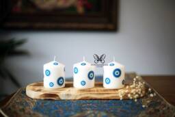 Pillar Candle Lucky Eye, Evil Eye Candle, Charm, Home Decor , Hamsa, Eye - thumbnail 1