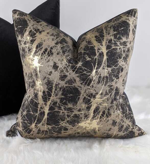 Luxury Lava Charcoal Gold Cushion Cover Marble Design For New Home Designer Handmade Pillow/(Only Cover - image 1