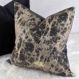 Luxury Lava Charcoal Gold Cushion Cover Marble Design For New Home Designer Handmade Pillow/(Only Cover - thumbnail 2
