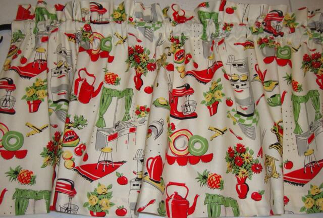 "Retro 1950S Kitchen Valance, Michael Miller Fabric, 42"" X 14" - image 1