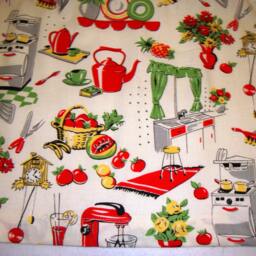 "Retro 1950S Kitchen Valance, Michael Miller Fabric, 42"" X 14" - thumbnail 2