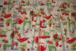 "Retro 1950S Kitchen Valance, Michael Miller Fabric, 42"" X 14" - thumbnail 1