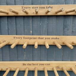 Personalised Welly Wellington Wellies Wooden Rack Boot Holder Wall Mounted-Waxed - thumbnail 2