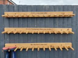Personalised Welly Wellington Wellies Wooden Rack Boot Holder Wall Mounted-Waxed - thumbnail 1