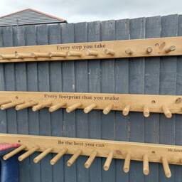 Personalised Welly Wellington Wellies Wooden Rack Boot Holder Wall Mounted-Waxed - thumbnail 3