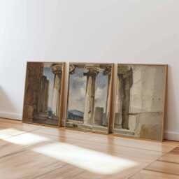 Ancient Column Prints Set Neutral Vintage Architecture Wall Art - thumbnail 4