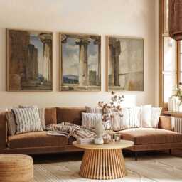 Ancient Column Prints Set Neutral Vintage Architecture Wall Art - thumbnail 3