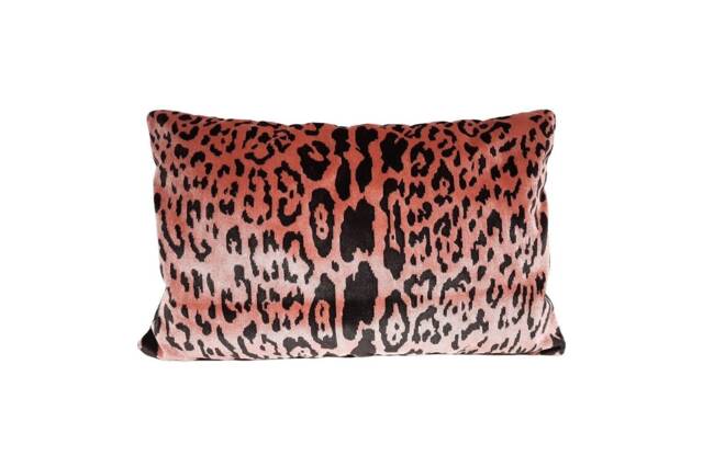 Decorative Pillow Case Pink Velvet Luigi Bevilacqua Fabric Leopardo Pattern - Made in Italy - image 1