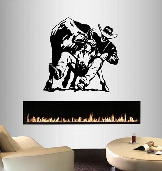 In-Style Decals Wall Vinyl Decal Home Decor Art Sticker Rodeo Cowboy Bull Rider Western Man Boy Bedroom Living Room Mural Unique Design 176 - image 1