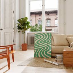 Wavy Abstract Print, Retro Green Y2K Shapes Poster, Cool Wall Decor, Aesthetic Teal Cute Art - thumbnail 3
