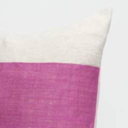Hmong Hill Tribe Hemp Pillow - Pink Striped Throw Cushion, 20x20 - thumbnail 3