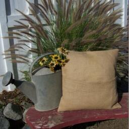 24x24 Burlap Pillow Throw Decorative French Country Farmhouse Home Decor Cover Sham Slipcover - thumbnail 2