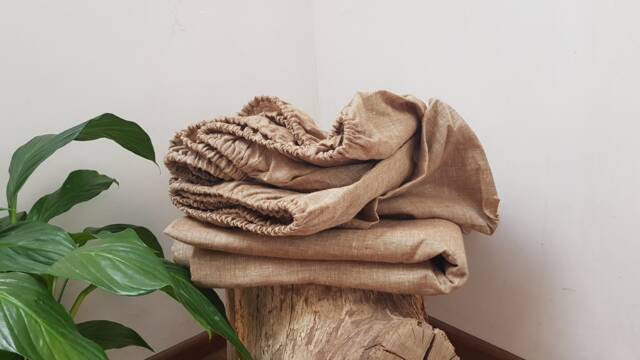 Linen Sheet Set 2 Sheets & Pillowcases Golden Brown Color Organic Linen Bedding Full Queen King Twin Sizes - image 1