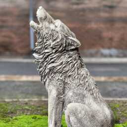Large Howling Wolf Statue Concrete Sculpture For Garden Outdoor Wildlife Decor Yard Ornament Cement Figurine Wolf Lover Gift - thumbnail 4