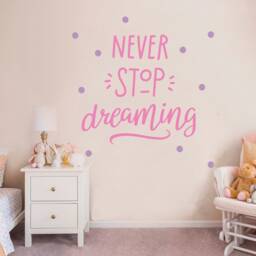 Never Stop Dreaming Nursery Wall Decal Baby Room Decor - thumbnail 1
