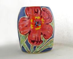 Pink Flower Pottery Vase, Ships Today, Great Gift Idea, Anniversary Wedding Gift, Handmade Ceramic Holds 24 Oz, Dishwasher Safe - thumbnail 1