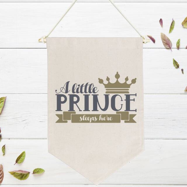 A Little Prince Sleeps Here With Crown Canvas Banner Nursery Wall Decor With Variations - image 1
