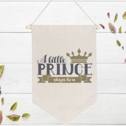A Little Prince Sleeps Here With Crown Canvas Banner Nursery Wall Decor With Variations - thumbnail 1