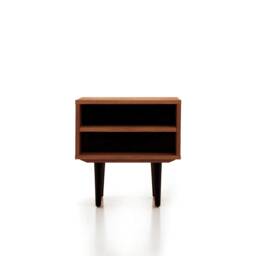 Nightstand With Open Shelf in Mid-Century Modern Style Made Of Oak Vaneer -Teak Colour -, Bedside Table Livlo T-P06