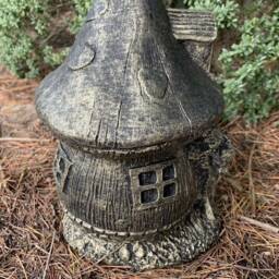 stone Garden Mushroom Fairy Leaf House Gold Ornament Gift - thumbnail 3